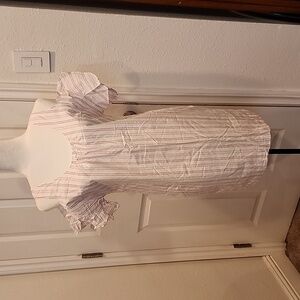 NWOT Madewell Rose Stripe Cold-Shoulder Dress Small